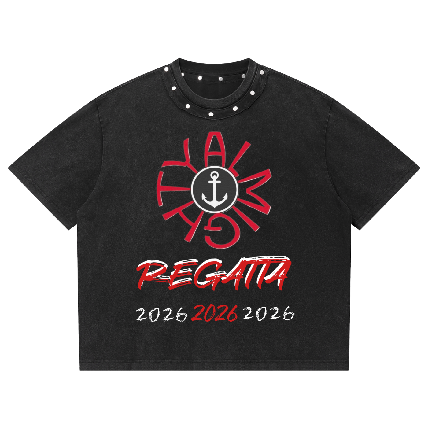 ALMIGHTY YACHTING Mineral Washed Studded T-Shirt 'Regatta 2026'