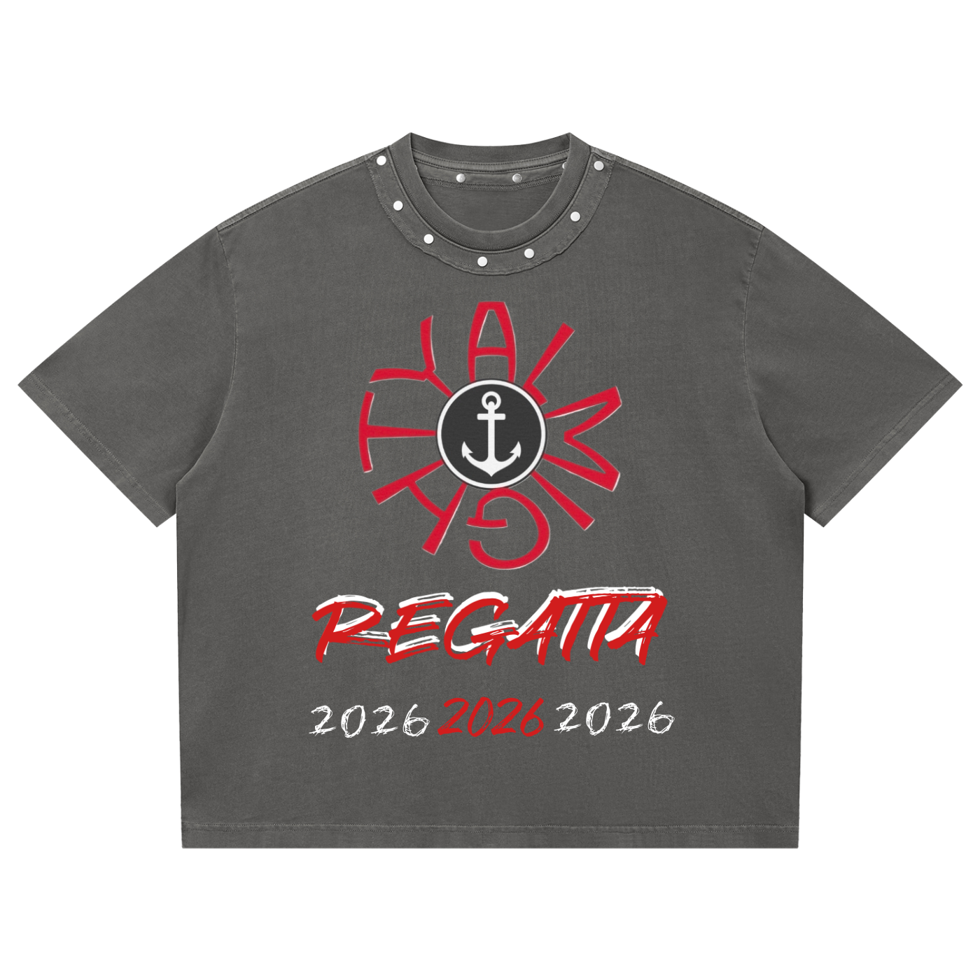 ALMIGHTY YACHTING Mineral Washed Studded T-Shirt 'Regatta 2026'