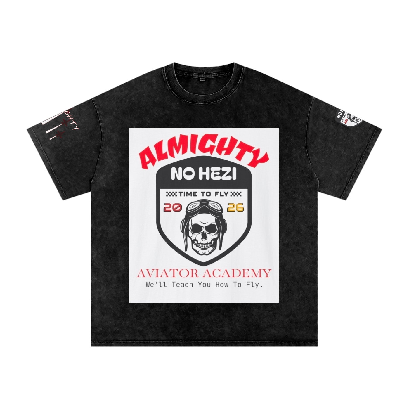 HOW TO FLY - 'NO HEZI' Oversized Snow Washed Tee