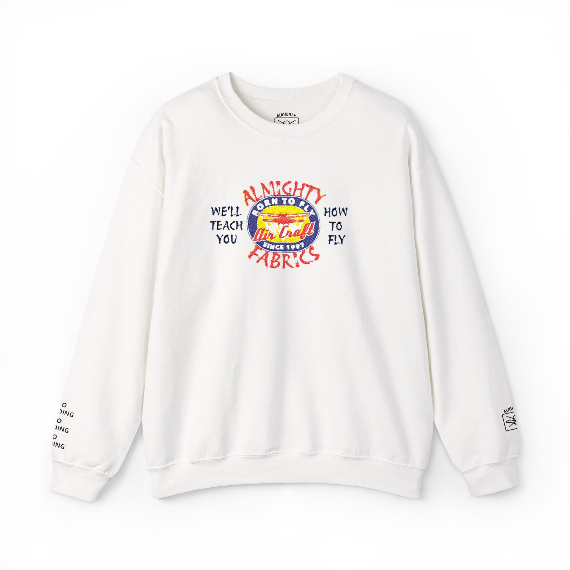 HOW TO FLY Embroidered Sweatshirt - 'Born To Fly' (White)