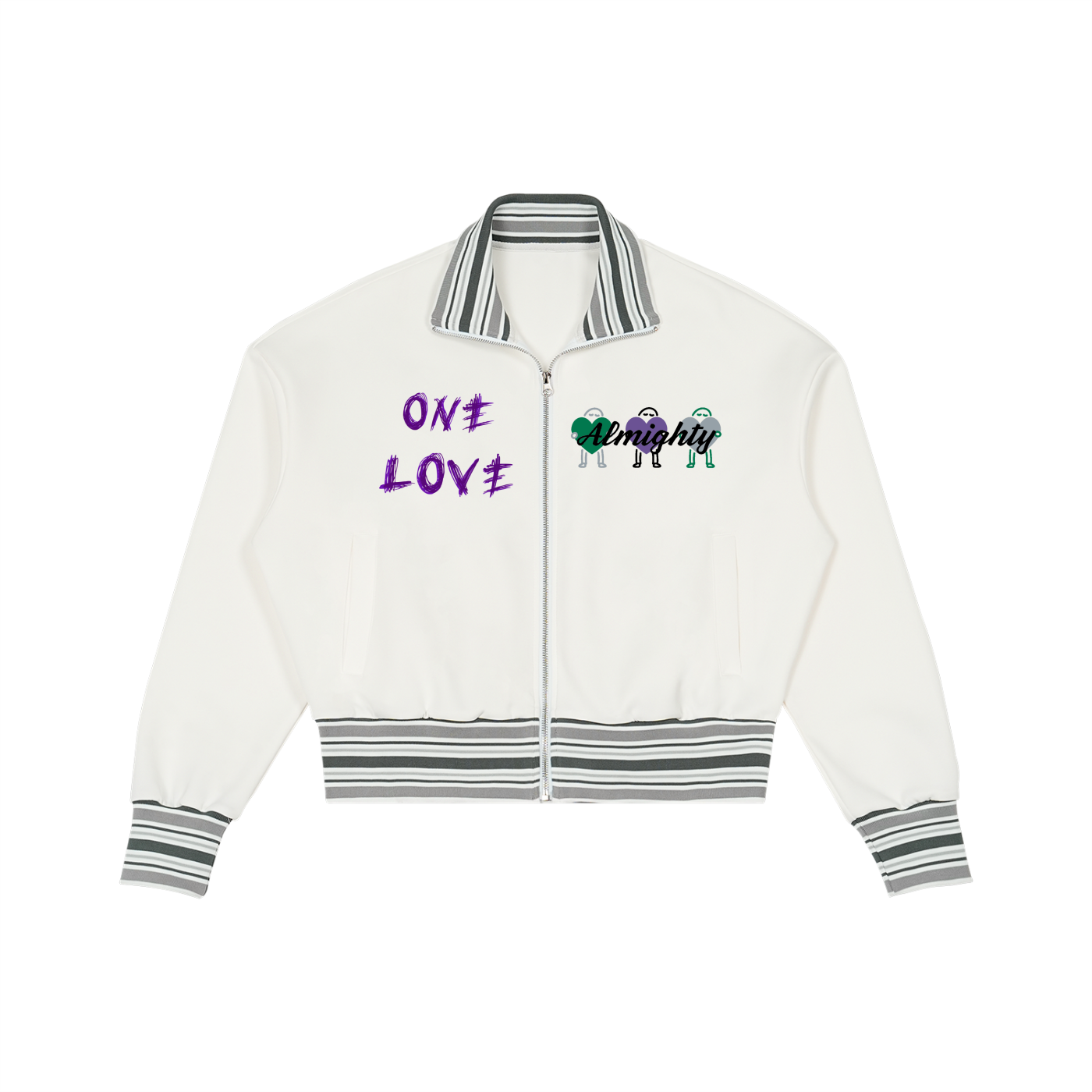 ONE LOVE Rib Collar Zip Jacket