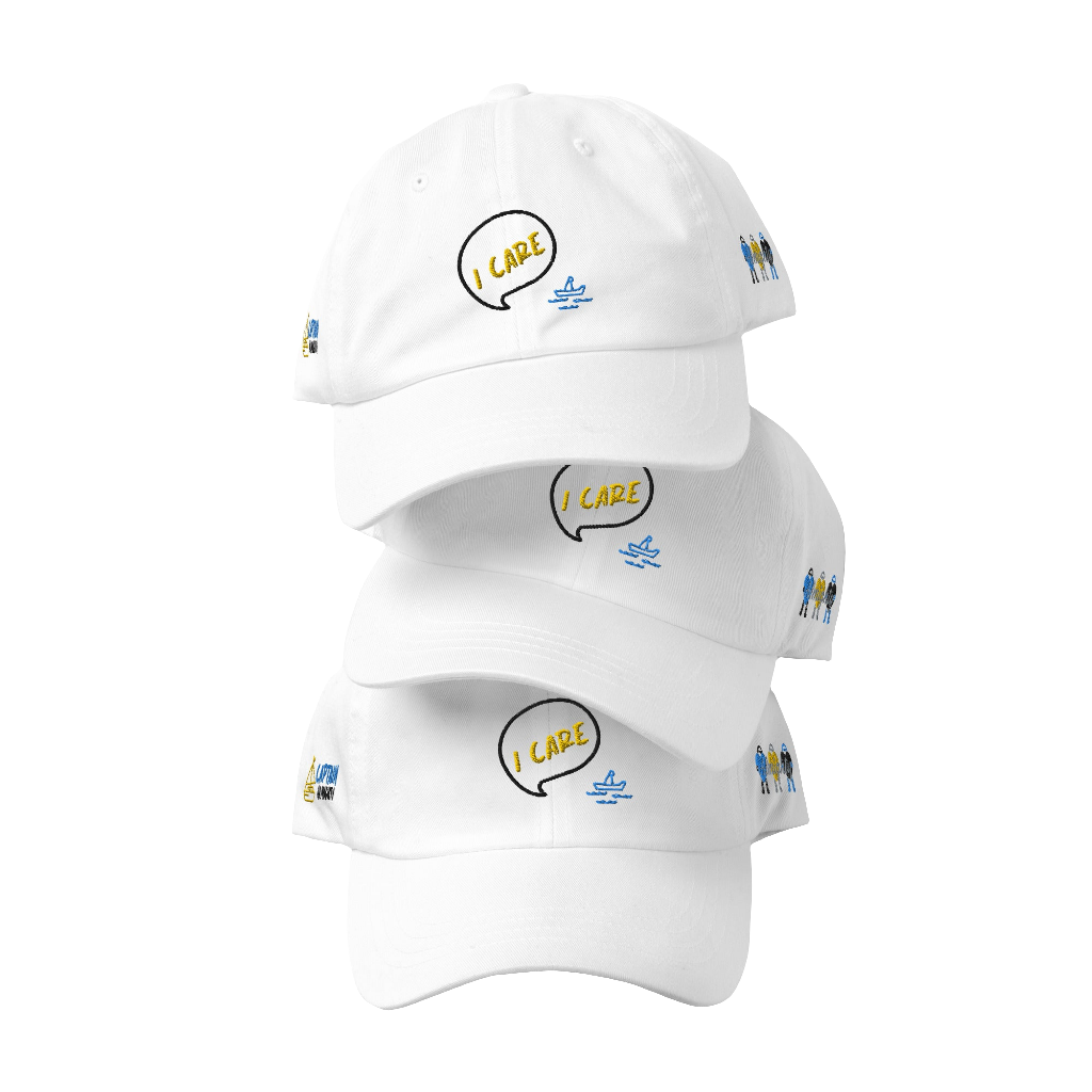 'I Care' Embroidered BaseBall Cap (White)