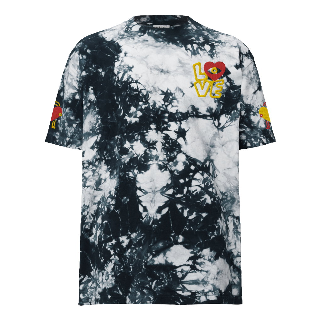 'Abstract Love' Embroidered Tie-Dye T-Shirt