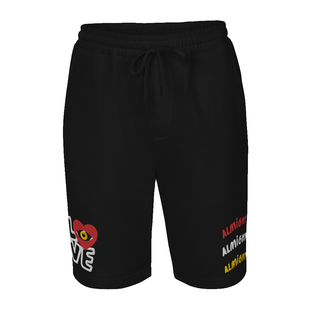 'Almighty 3 Times' Embroidered Fleece Shorts