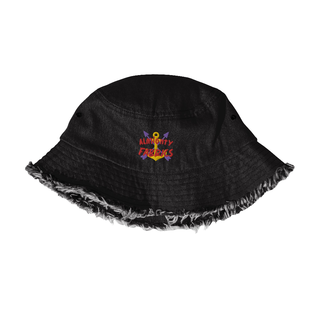 Captain Almighty's Embroidered Distressed Denim Bucket Hat