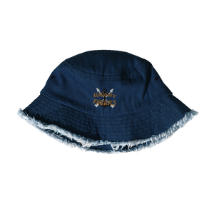 Captain Almighty's Celebratory Embroidered Distressed Denim Bucket Hat