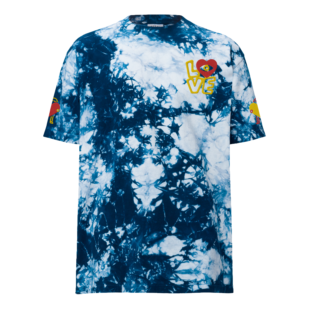 'Abstract Love' Embroidered Tie-Dye T-Shirt