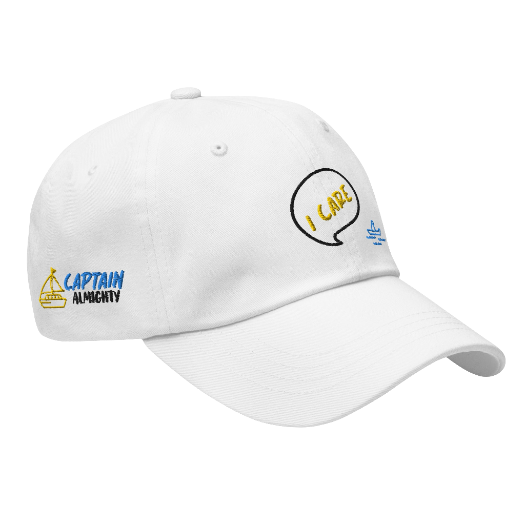 'I Care' Embroidered BaseBall Cap (White)