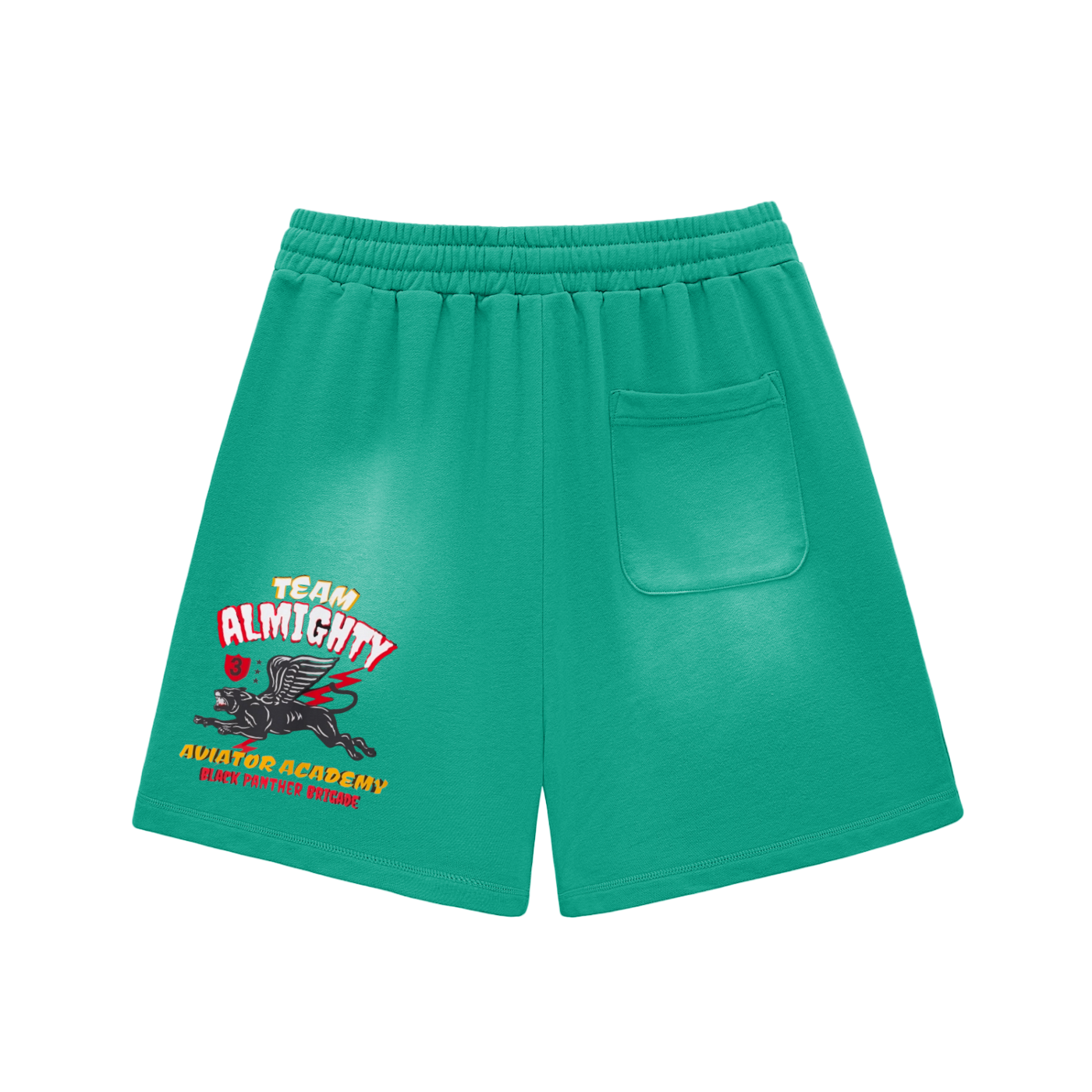 TEAM ALMIGHTY X NO HEZI Sun Faded Shorts