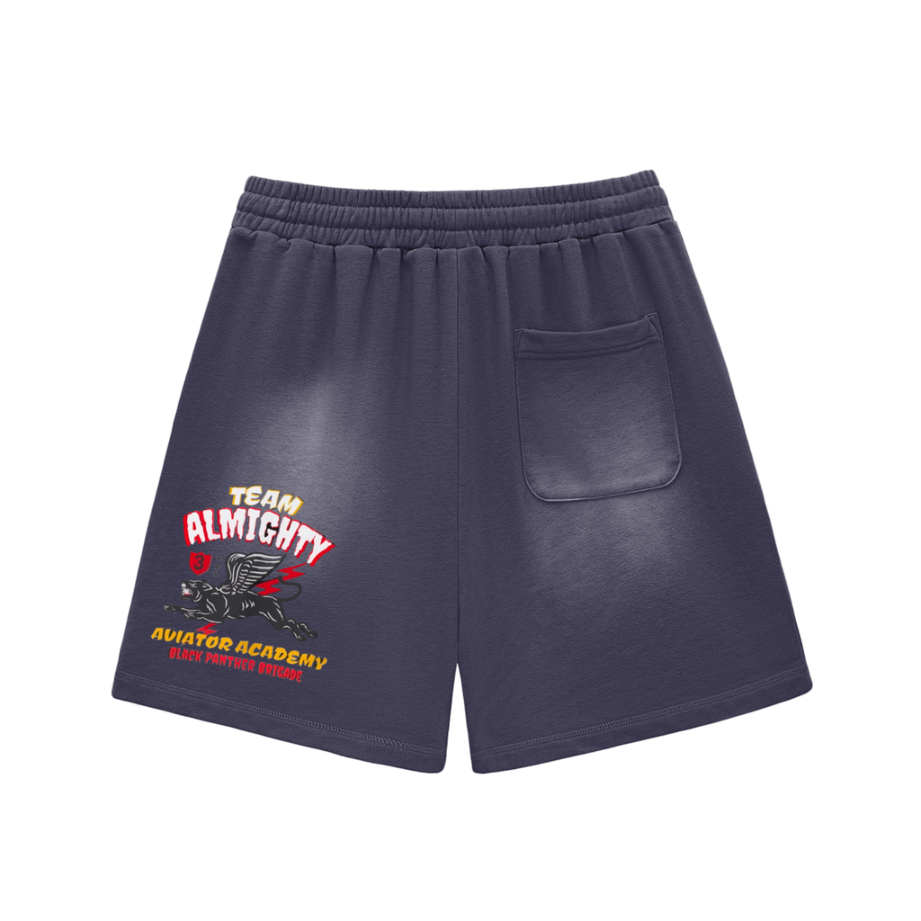 TEAM ALMIGHTY X NO HEZI Sun Faded Shorts