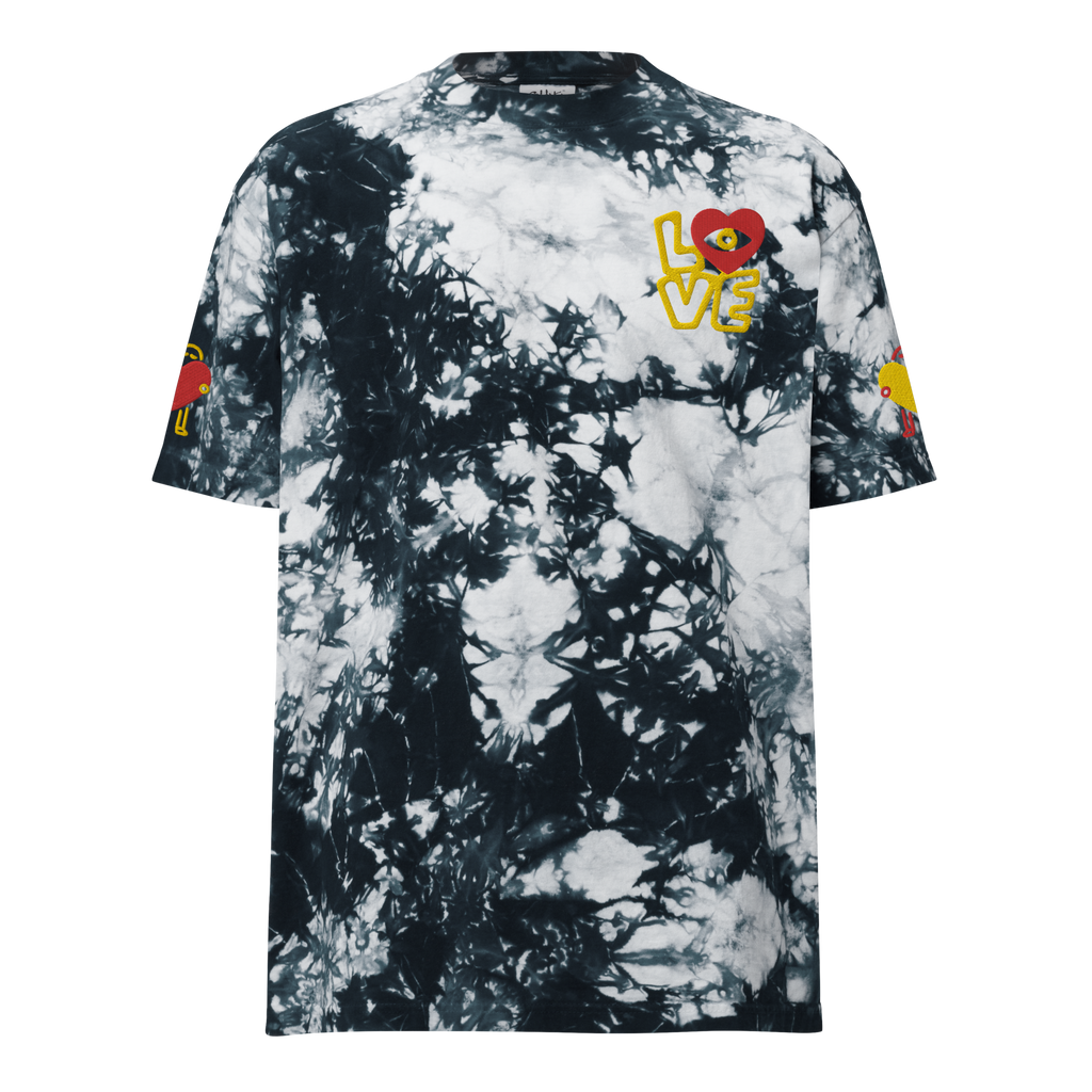 'Abstract Love' Embroidered Tie-Dye T-Shirt