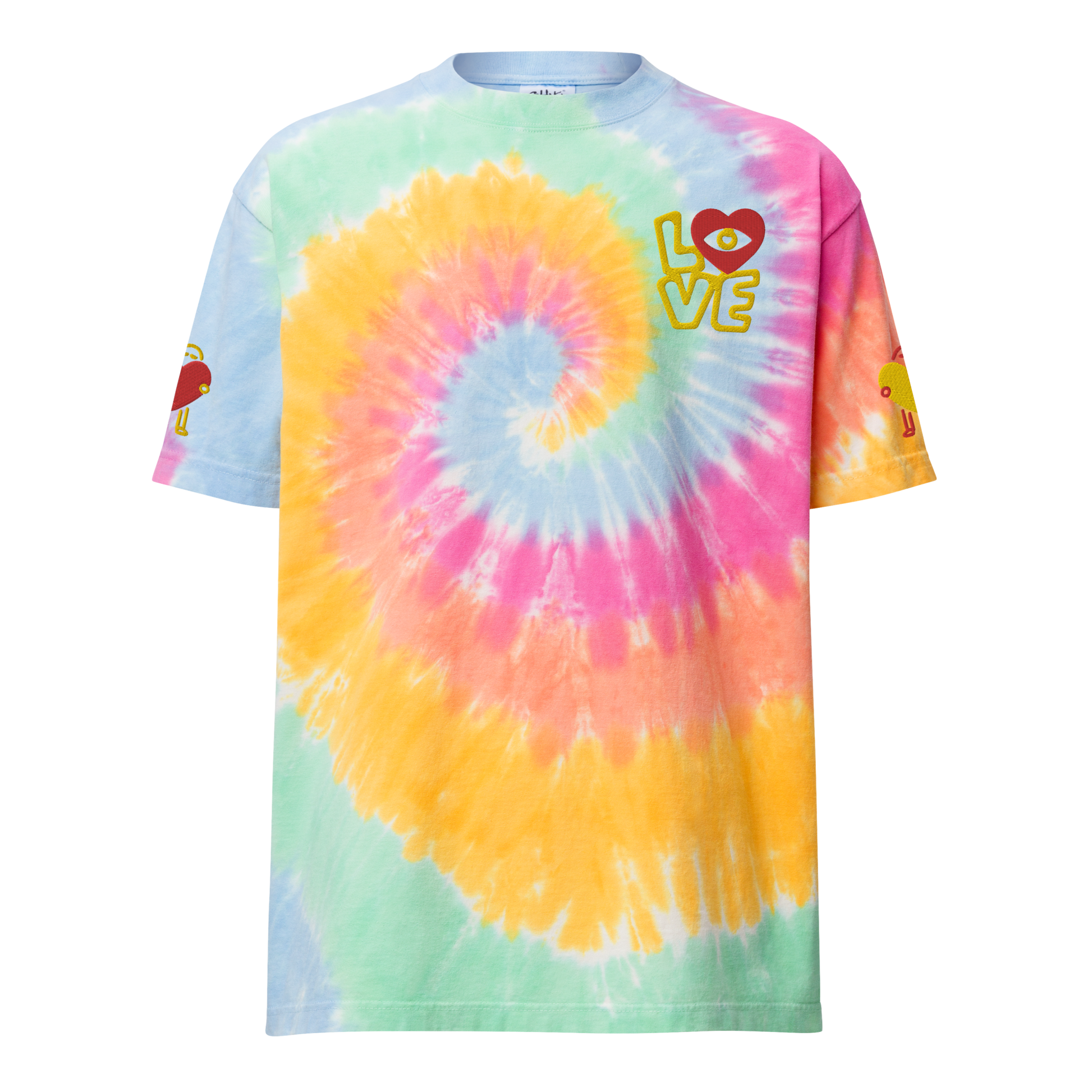 'Abstract Love' Embroidered Tie-Dye T-Shirt